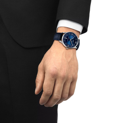 Tissot Chemin Des Tourelles Automatic Watch with Blue Dial & Leather Strap T099.407.16.048.00