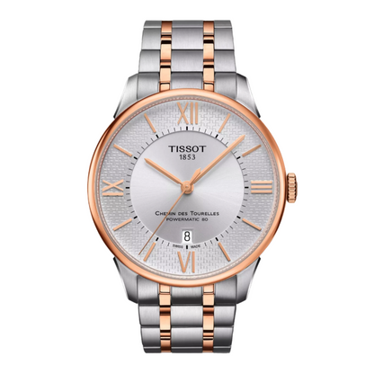 Tissot Chemin des Tourelles Silver Dial Two-Tone Rose Gold Automatic Watch T099.407.22.038.01