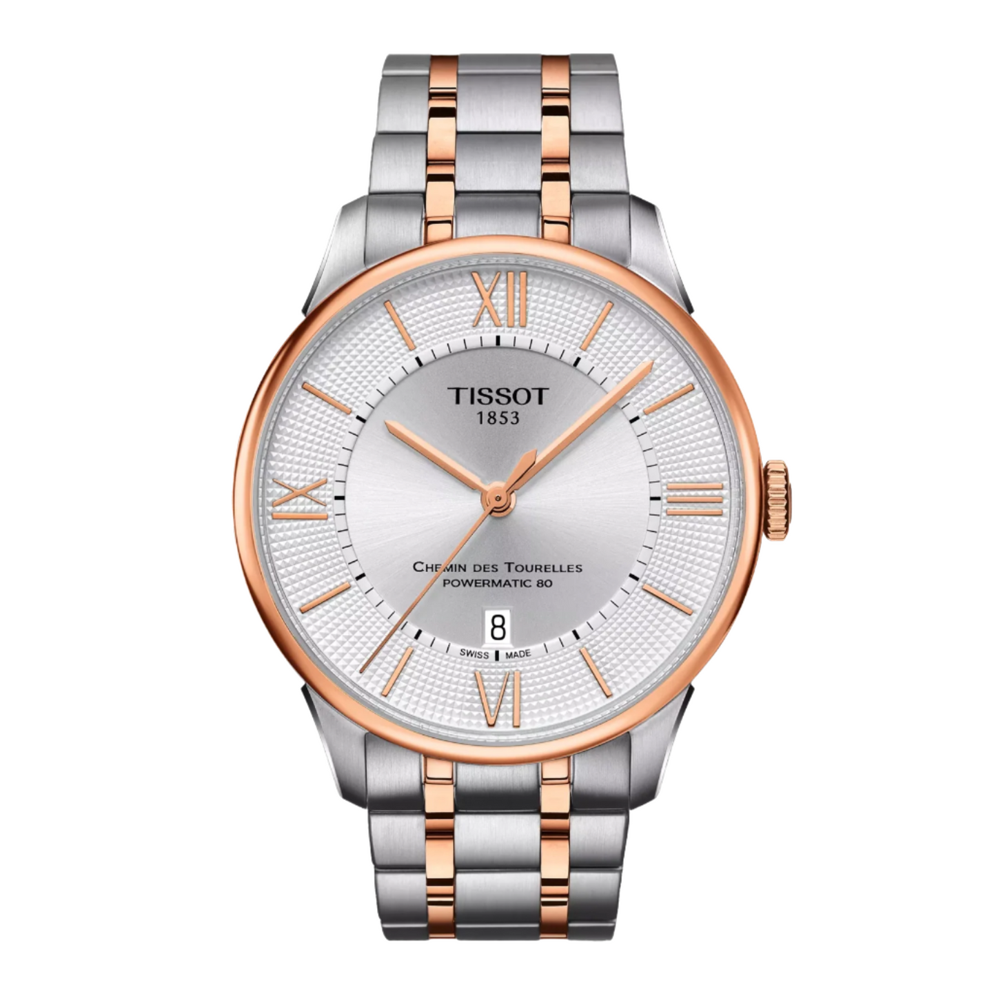 Tissot Chemin des Tourelles 42mm Silver Dial Automatic Watch with Two-Tone Bracelet T099.407.22.038.02