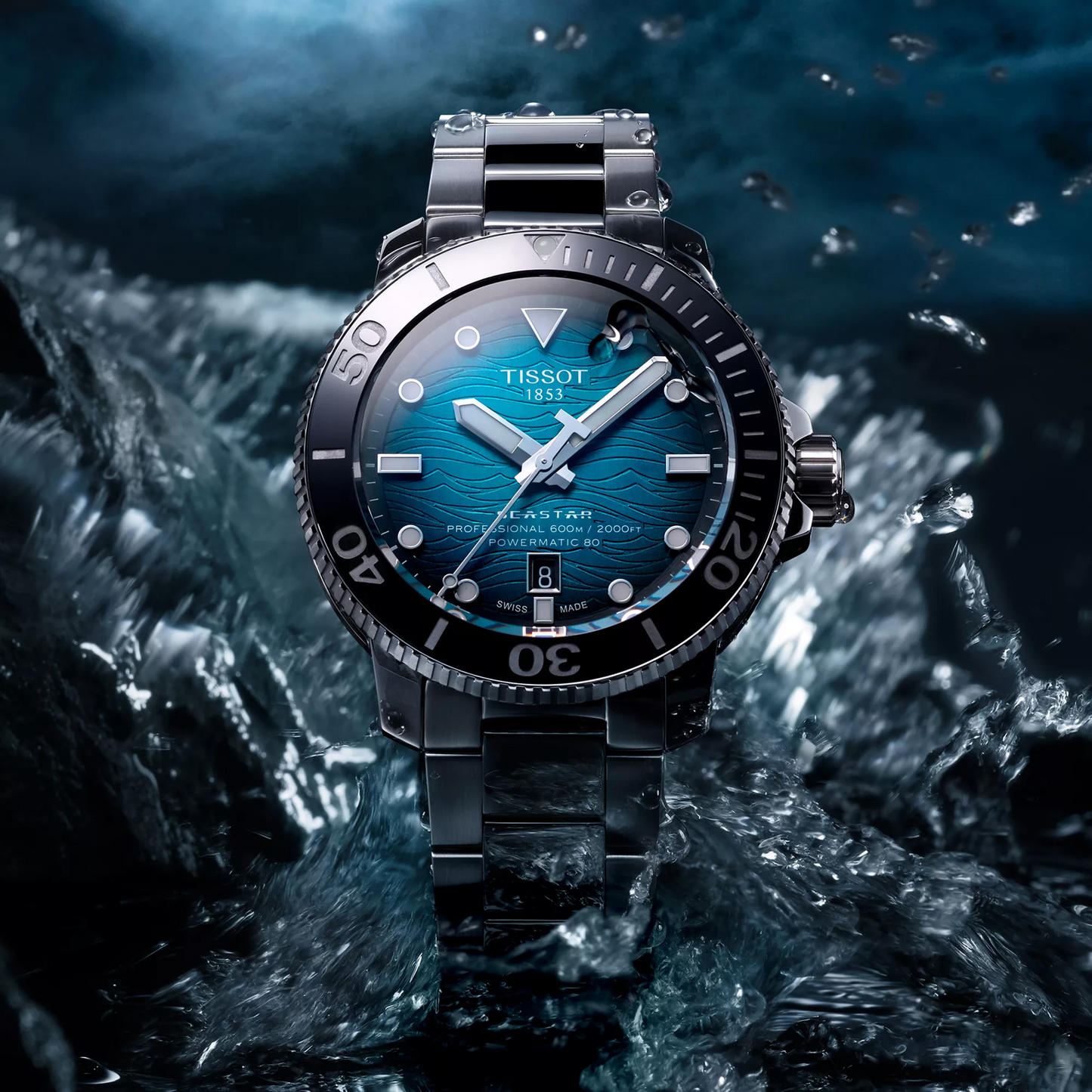 Tissot Seastar 600 Automatic Dive Watch with Blue Gradient Dial & Black Ceramic Bezel T120.607.11.041.00