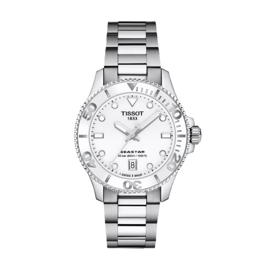 Tissot Seastar 36mm White Dial Stainless Steel Quartz Men's Dive Watch T120.210.11.011.00