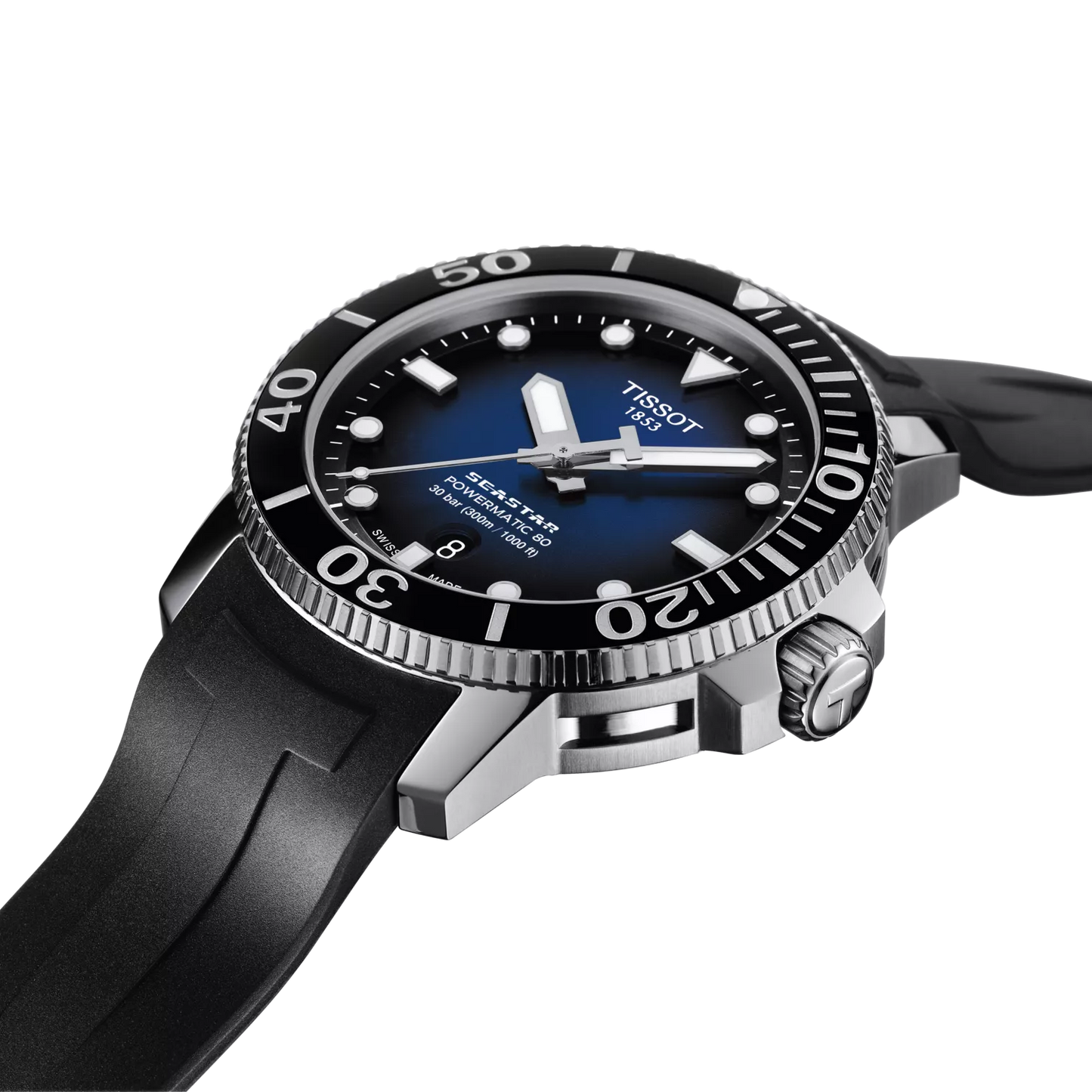 Tissot Seastar 1000 43mm Blue Dial Automatic Dive Watch with Black Rubber Strap T120.407.17.041.00