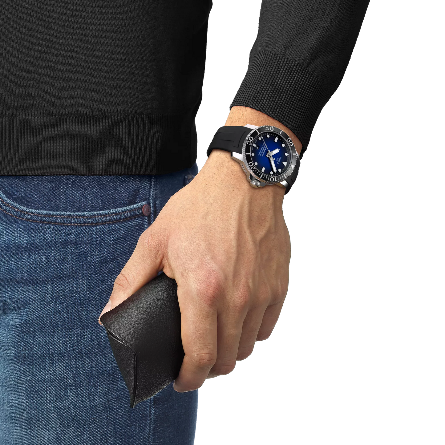 Tissot Seastar 1000 43mm Blue Dial Automatic Dive Watch with Black Rubber Strap T120.407.17.041.00