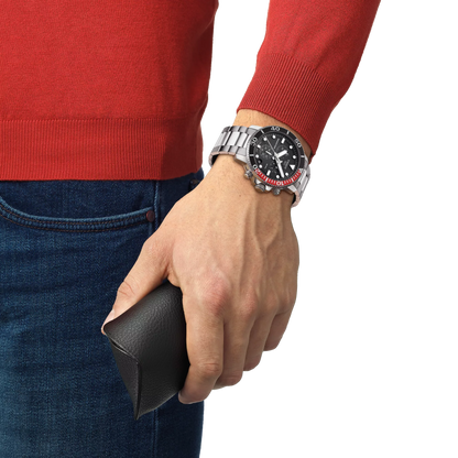 Tissot Seastar 1000 Chronograph Quartz Dive Watch with Black Dial & Red Bezel T120.417.11.051.01