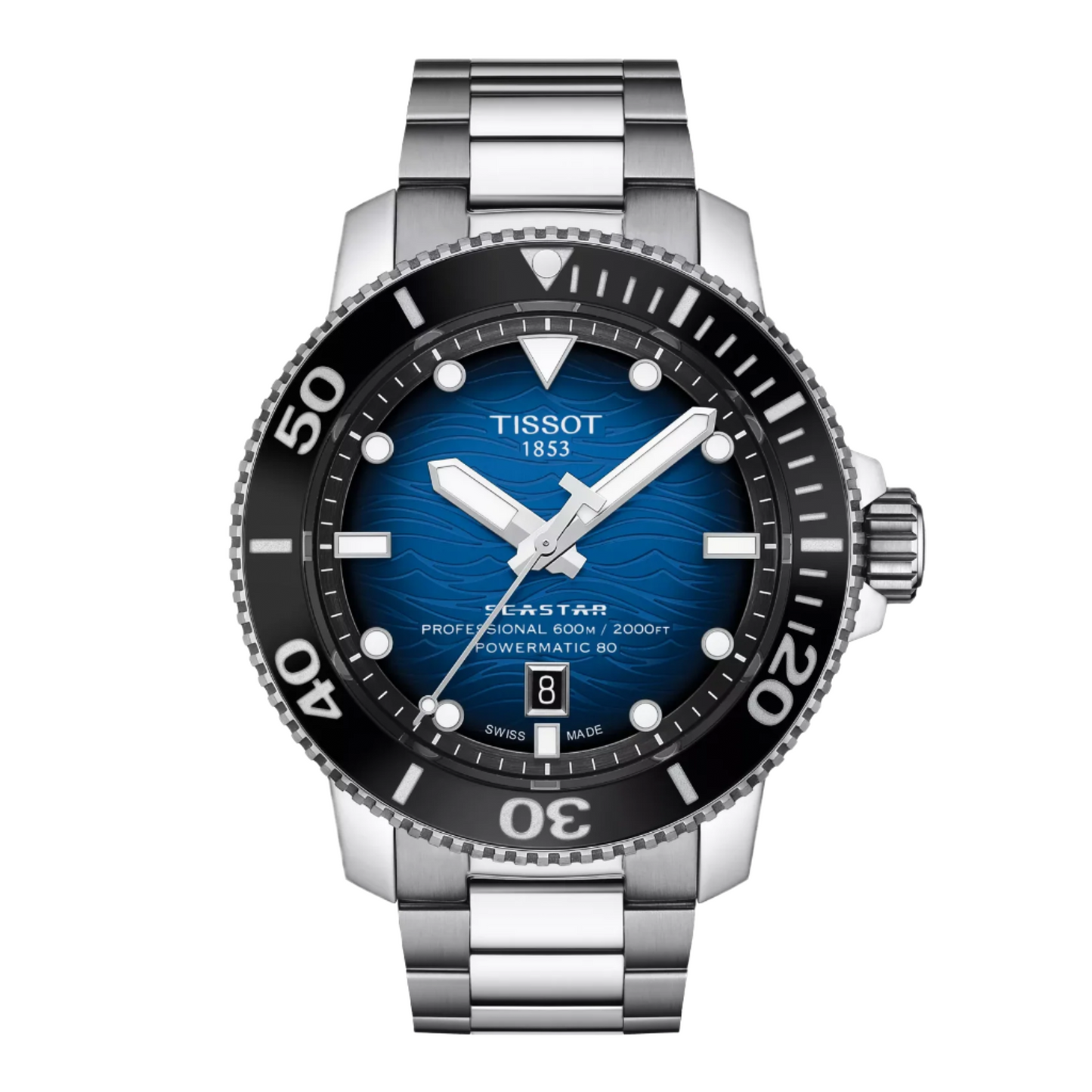 Tissot Seastar 2000 Powermatic 80 Dive Watch with Blue Gradient Dial & Steel Bracelet T120.607.11.041.01