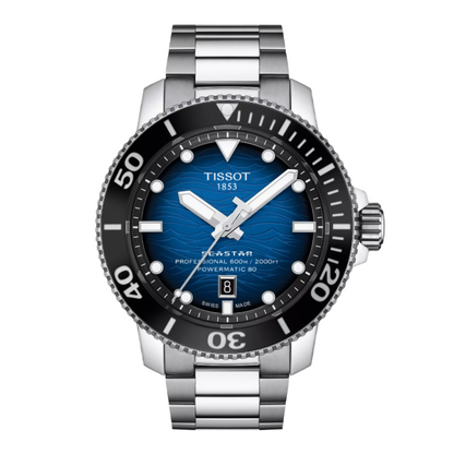 Tissot Seastar 2000 Powermatic 80 Dive Watch with Blue Gradient Dial & Steel Bracelet T120.607.11.041.01