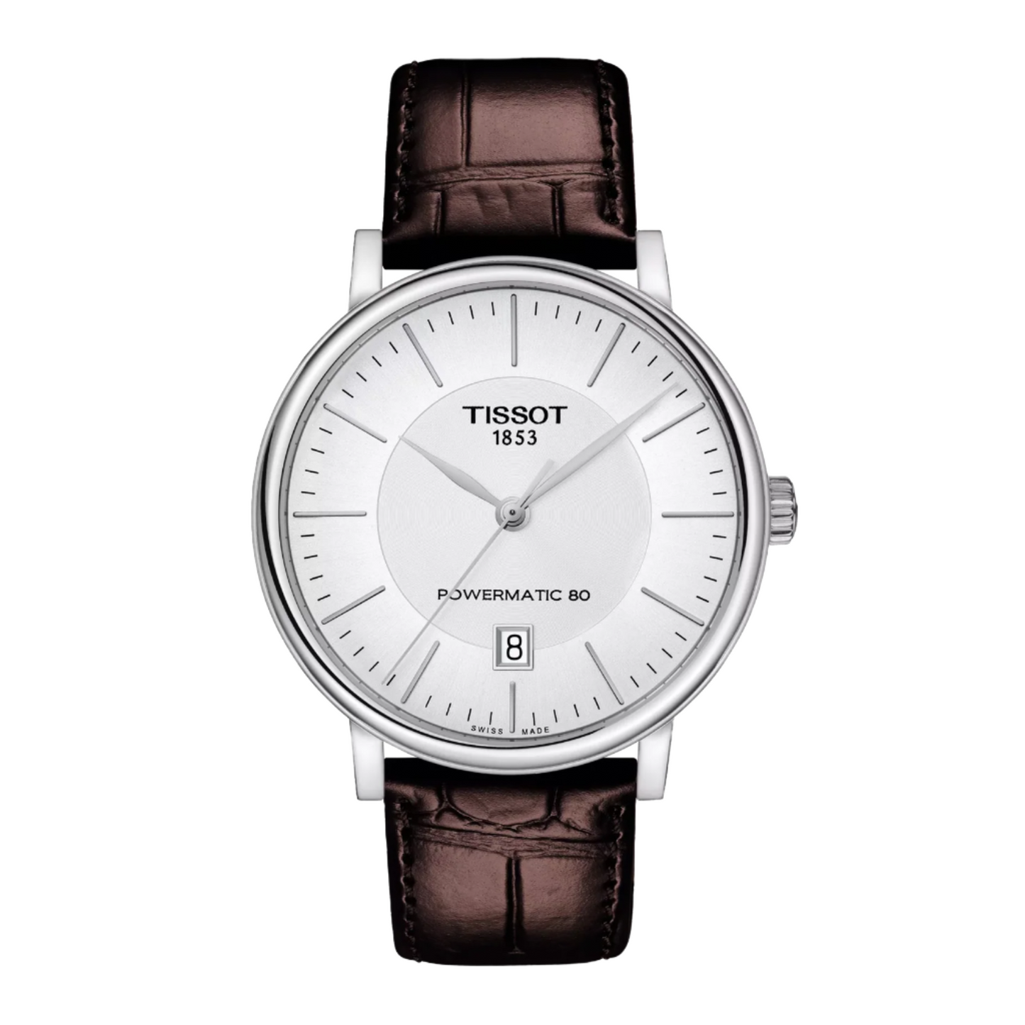 Tissot Carson Premium 40mm Silver Dial Automatic Watch with Brown Leather Strap T122.407.16.031.00