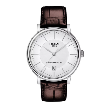 Tissot Carson Premium 40mm Silver Dial Automatic Watch with Brown Leather Strap T122.407.16.031.00
