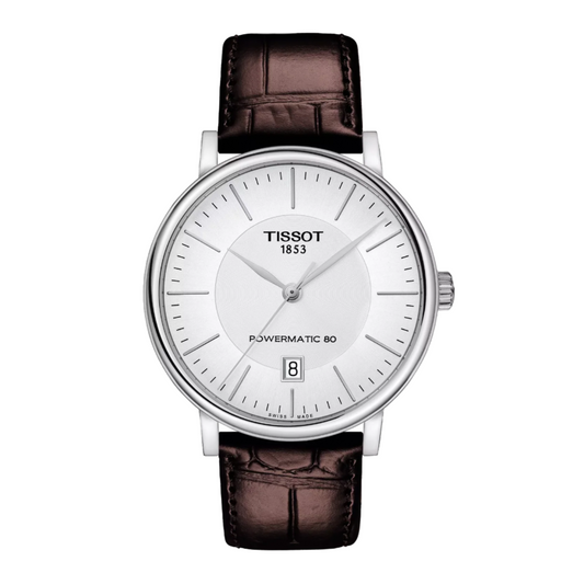 Tissot Carson Premium 40mm Silver Dial Automatic Watch with Brown Leather Strap T122.407.16.031.00
