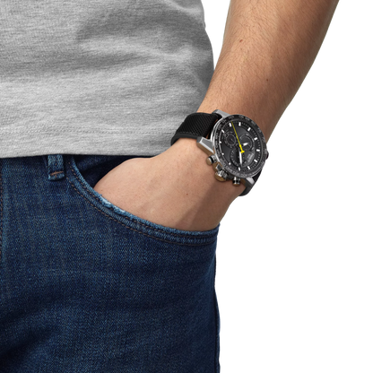 Tissot T-Sport Chronograph Quartz Black Dial Tachymeter Bezel Textile Strap Men's Watch T125.617.17.051.02