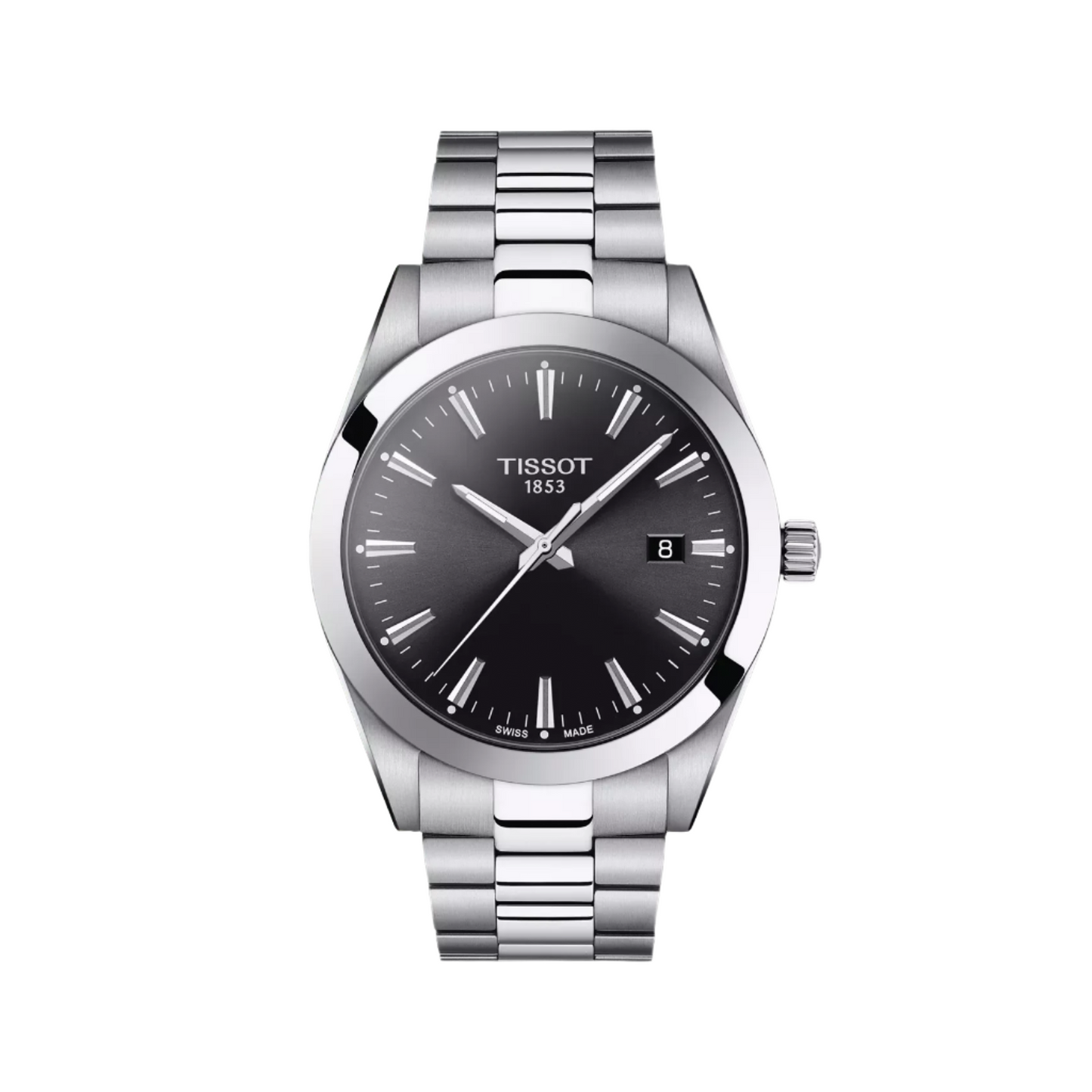 Tissot Gentleman Quartz Black Dial Stainless Steel Bracelet Sapphire Crystal Men's Watch T127.410.11.051.00