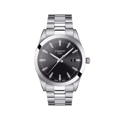 Tissot Gentleman Quartz Black Dial Stainless Steel Bracelet Sapphire Crystal Men's Watch T127.410.11.051.00