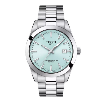 Tissot Gentleman Powermatic 80 Automatic Watch with Ice Blue Dial & Steel Bracelet T127.407.11.351.00