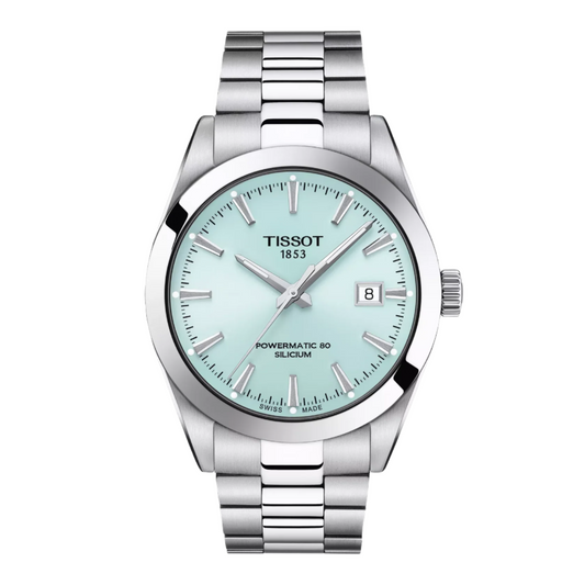 Tissot Gentleman Powermatic 80 Automatic Watch with Ice Blue Dial & Steel Bracelet T127.407.11.351.00