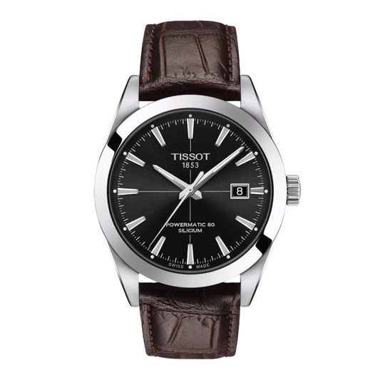 Tissot Gentleman Powermatic 80 Black Dial Brown Leather Automatic Watch T127.407.16.051.01