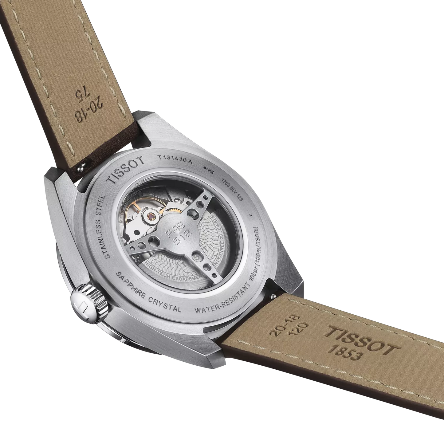 Tissot PRS 516 Powermatic 80 Silver Dial Automatic Watch with Brown Leather Strap T131.430.16.032.00