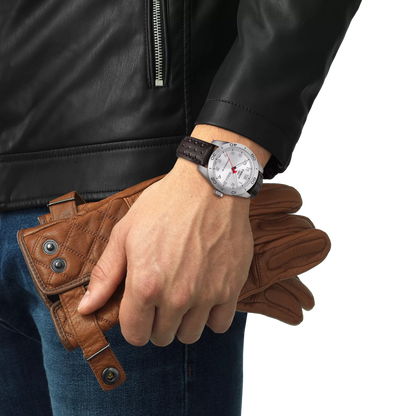 Tissot PRS 516 Powermatic 80 Silver Dial Automatic Watch with Brown Leather Strap T131.430.16.032.00