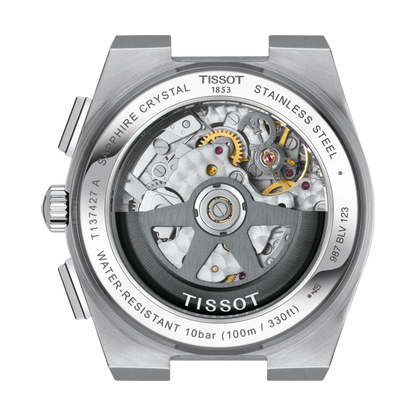 Tissot PRX Chronograph White Dial Rose Gold Accents Stainless Steel Men's Watch T137.427.11.011.00