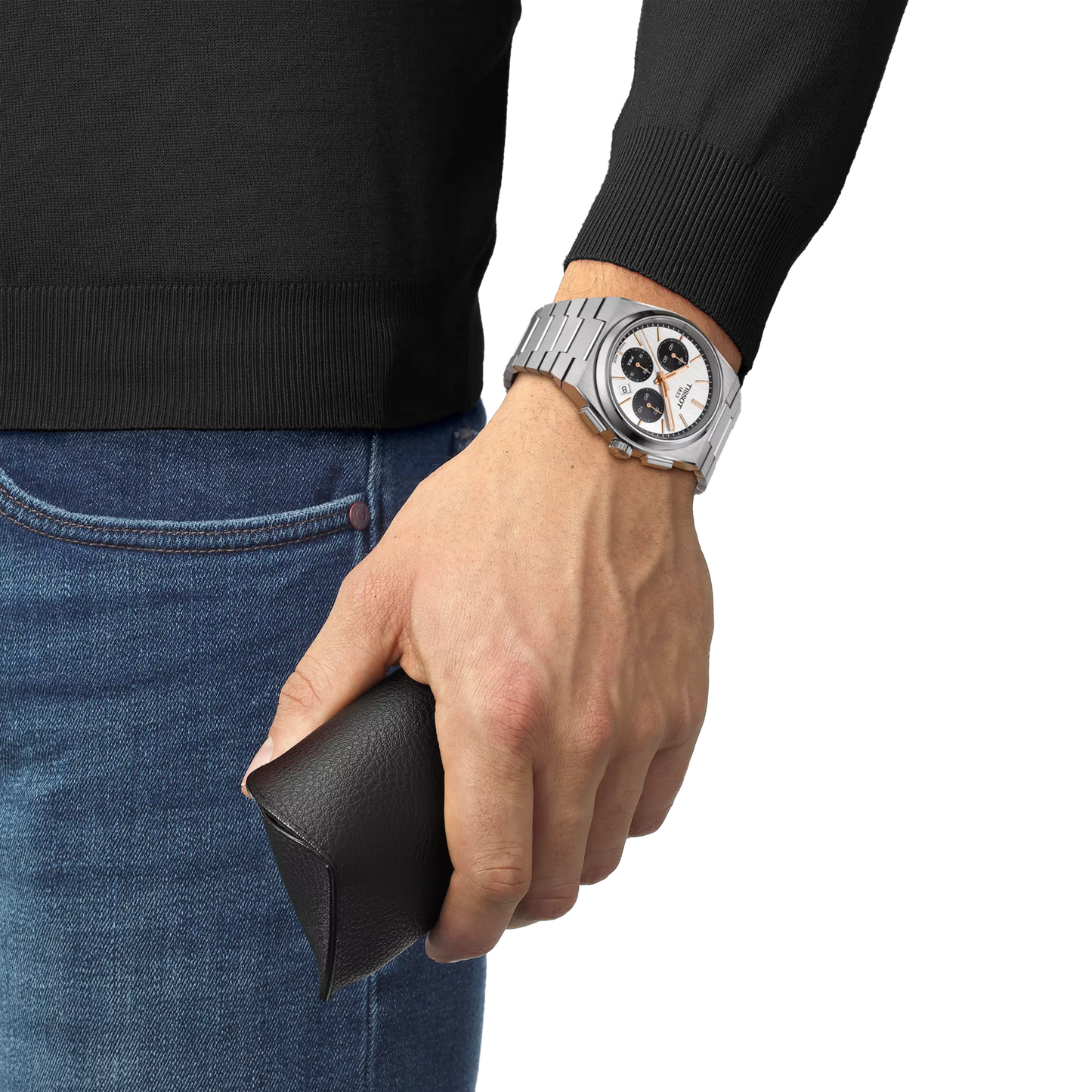Tissot PRX Chronograph White Dial Rose Gold Accents Stainless Steel Men's Watch T137.427.11.011.00