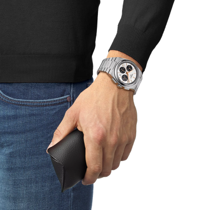 Tissot PRX Chronograph White Dial Rose Gold Accents Stainless Steel Men's Watch T137.427.11.011.00