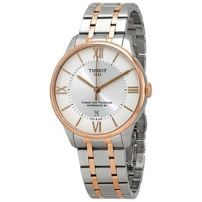 Tissot Chemin des Tourelles 42mm Silver Dial Automatic Watch with Two-Tone Bracelet T099.407.22.038.02