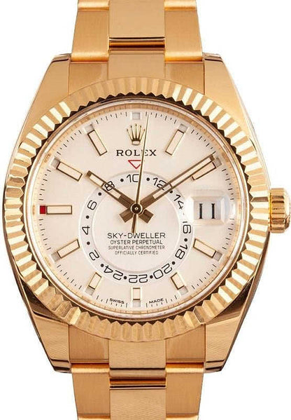 Rolex Sky-Dweller Automatic White Dial 18kt Yellow Gold Watch M336938-0006 | Luxero
