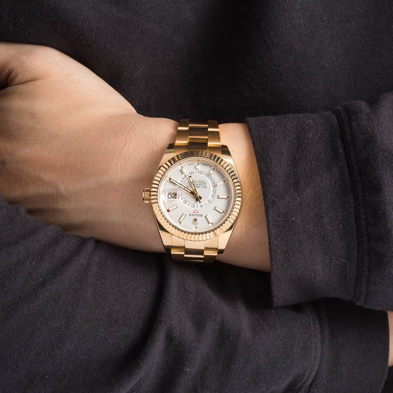 Rolex Sky-Dweller Automatic White Dial 18kt Yellow Gold Watch M336938-0006 | Luxero