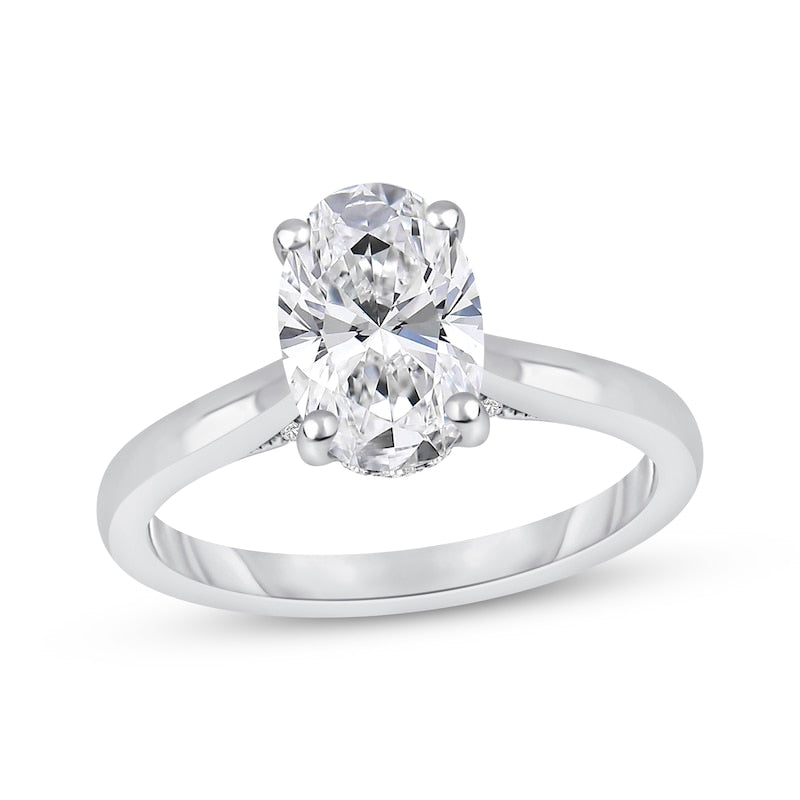 2-1/5 CT. T.W. Oval Lab-Grown Diamond Hidden Halo Ring (14K White Gold)