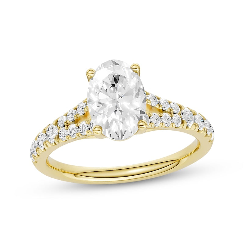 1-1/3 CT. T.W. Lab-Grown Diamond Oval Split Shank Ring (14K White Gold)