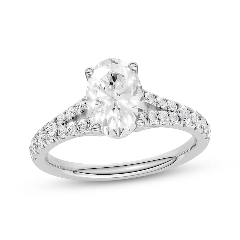 1-1/3 CT. T.W. Lab-Grown Diamond Oval Split Shank Ring (14K White Gold)