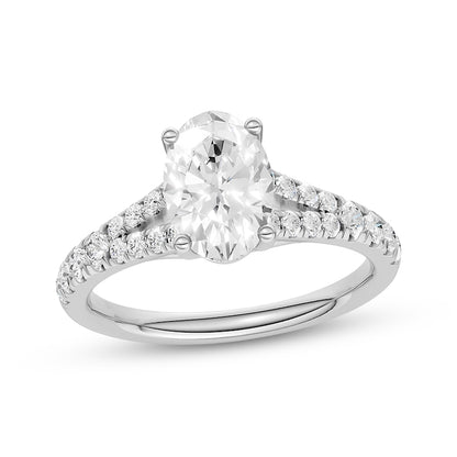 1-1/3 CT. T.W. Lab-Grown Diamond Oval Split Shank Ring (14K White Gold)