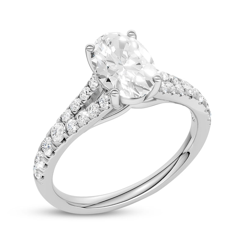 1-1/3 CT. T.W. Lab-Grown Diamond Oval Split Shank Ring (14K White Gold)