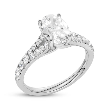 1-1/3 CT. T.W. Lab-Grown Diamond Oval Split Shank Ring (14K White Gold)