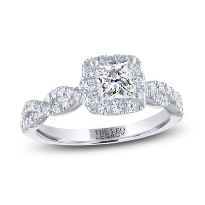 1-1/6 CT. T.W. Princess-Cut Lab-Grown Diamond Twisted Halo Ring (14K White Gold)