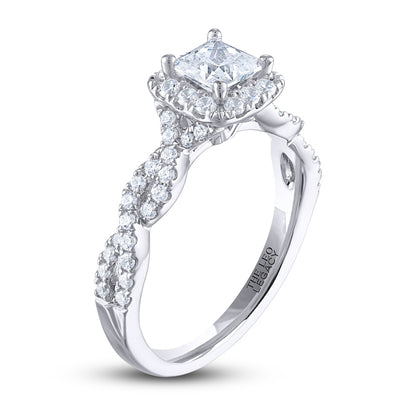 1-1/6 CT. T.W. Princess-Cut Lab-Grown Diamond Twisted Halo Ring (14K White Gold)