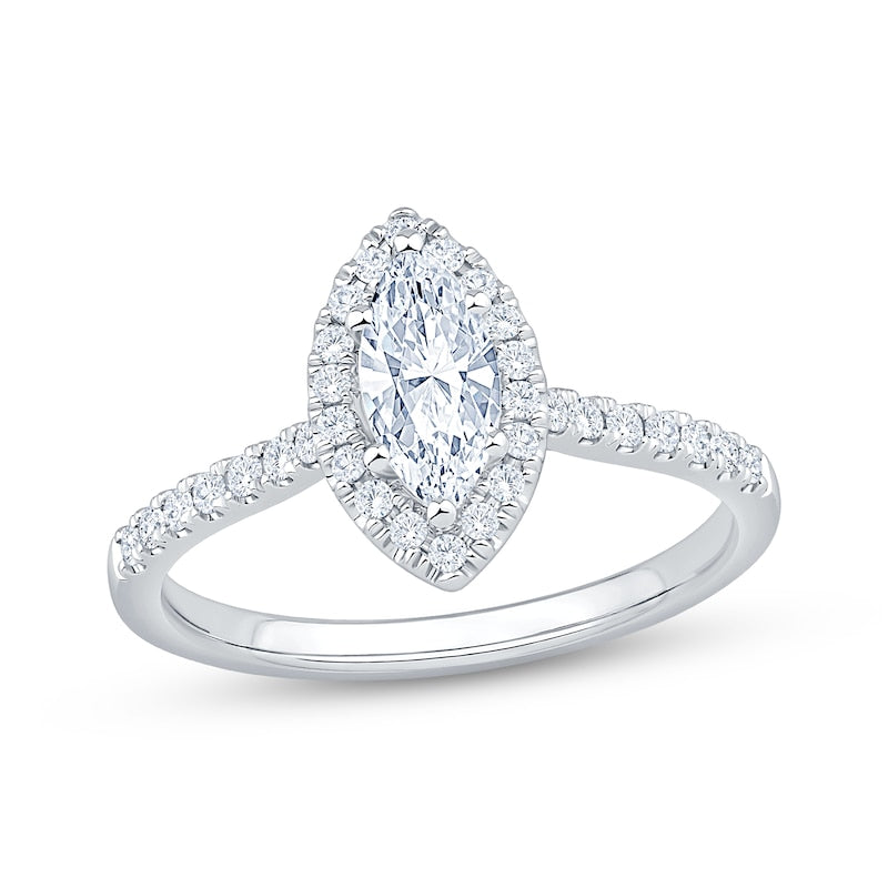 3/4 CT. T.W. Marquise-Cut Lab-Grown Diamond Halo Ring (14K White Gold)