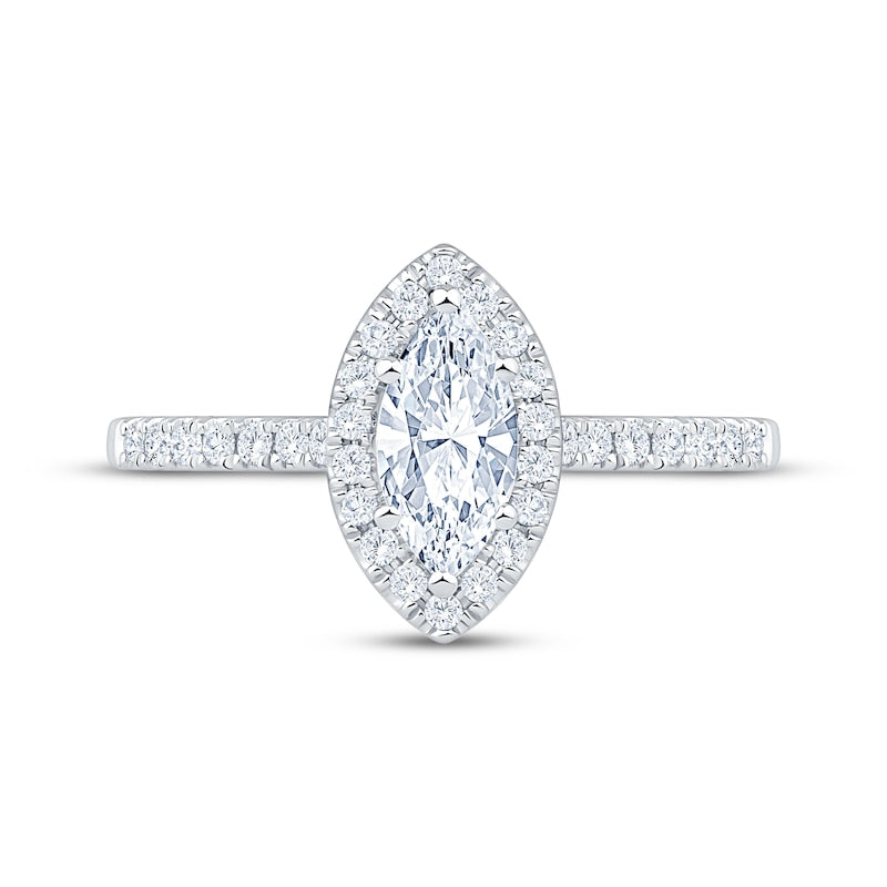 3/4 CT. T.W. Marquise-Cut Lab-Grown Diamond Halo Ring (14K White Gold)