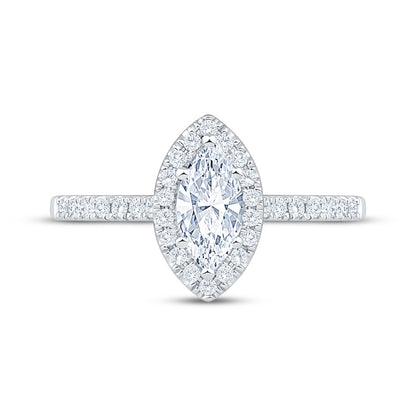 3/4 CT. T.W. Marquise-Cut Lab-Grown Diamond Halo Ring (14K White Gold)