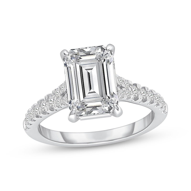 4-1/4 CT. T.W. Emerald-Cut Lab-Grown Diamond Split-Shank Ring (14K White Gold)