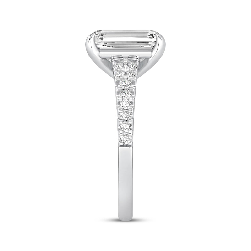 4-1/4 CT. T.W. Emerald-Cut Lab-Grown Diamond Split-Shank Ring (14K White Gold)