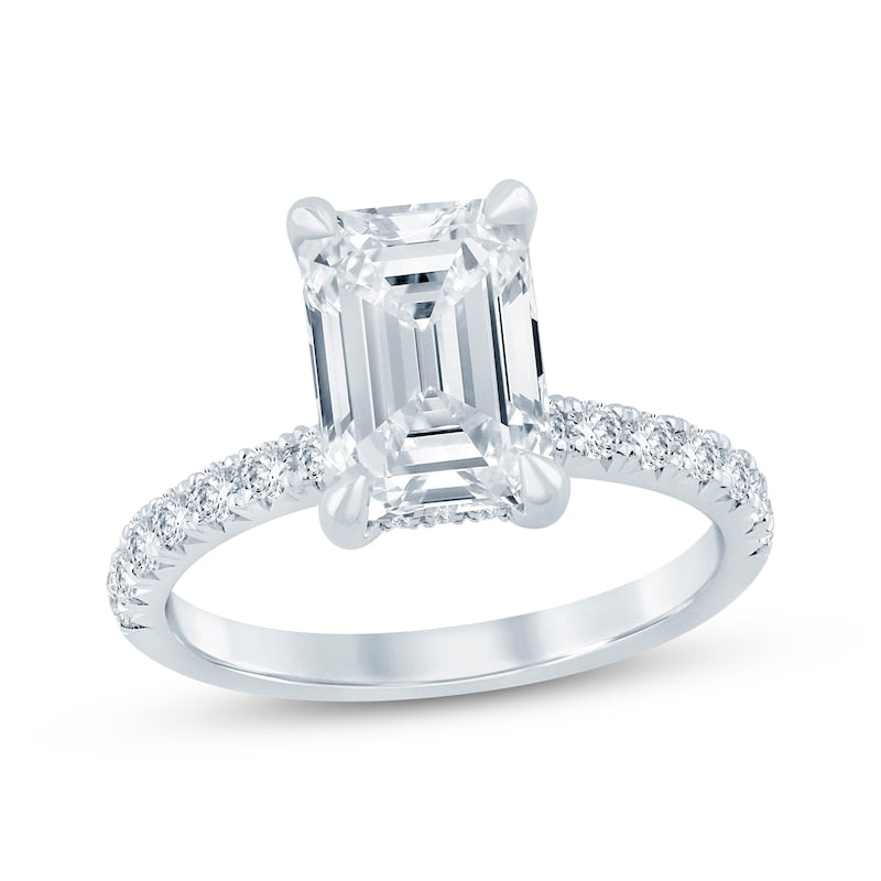 3-1/2 CT. T.W. Emerald-Cut Lab-Grown Diamond Bow Accent Ring (14K Yellow Gold)