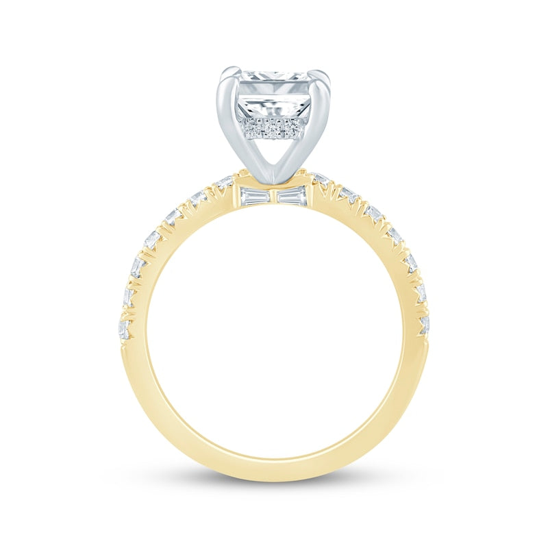 3-1/2 CT. T.W. Emerald-Cut Lab-Grown Diamond Bow Accent Ring (14K Yellow Gold)