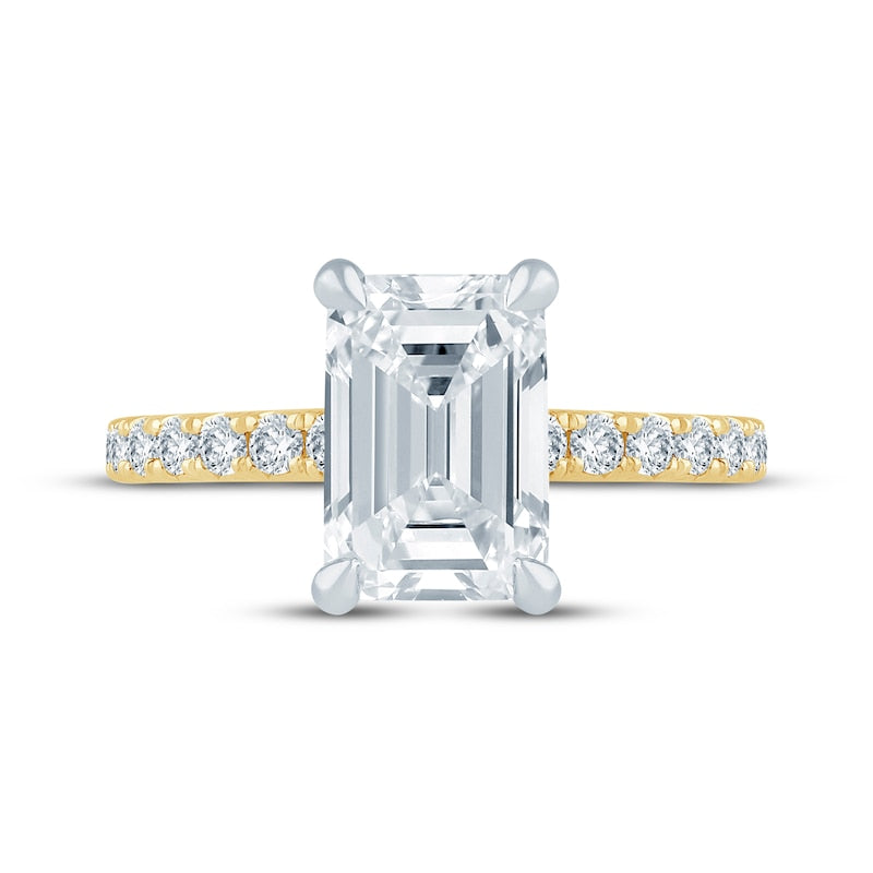3-1/2 CT. T.W. Emerald-Cut Lab-Grown Diamond Bow Accent Ring (14K Yellow Gold)