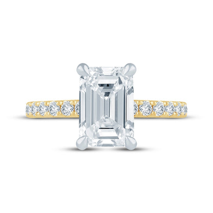 3-1/2 CT. T.W. Emerald-Cut Lab-Grown Diamond Bow Accent Ring (14K Yellow Gold)