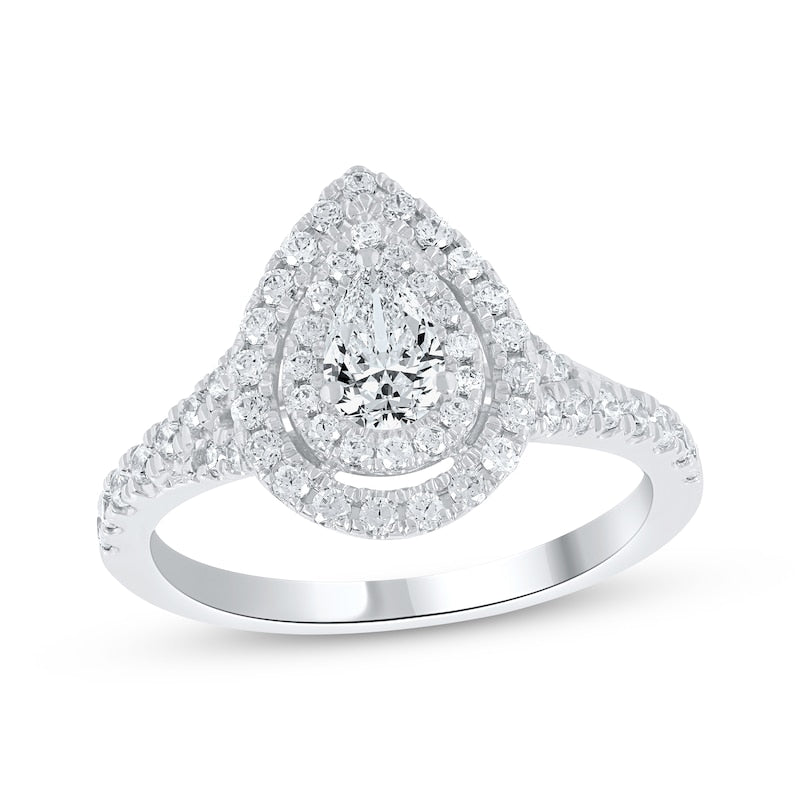 1 CT. T.W. Pear-Shaped Lab-Grown Diamond Double Halo Split-Shank Ring (14K Rose Gold)