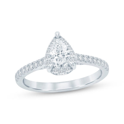 3/4 CT. T.W. Pear-Shaped Lab-Grown Diamond Halo Ring (14K Yellow Gold)