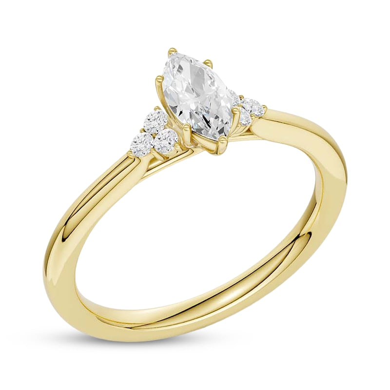 3/8 CT. T.W. Marquise-Cut Lab-Grown Diamond Cluster Ring (10K Yellow Gold)