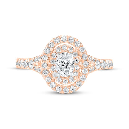 1 CT. T.W. Oval Lab-Grown Diamond Double Halo Split-Shank Ring (14K White Gold)