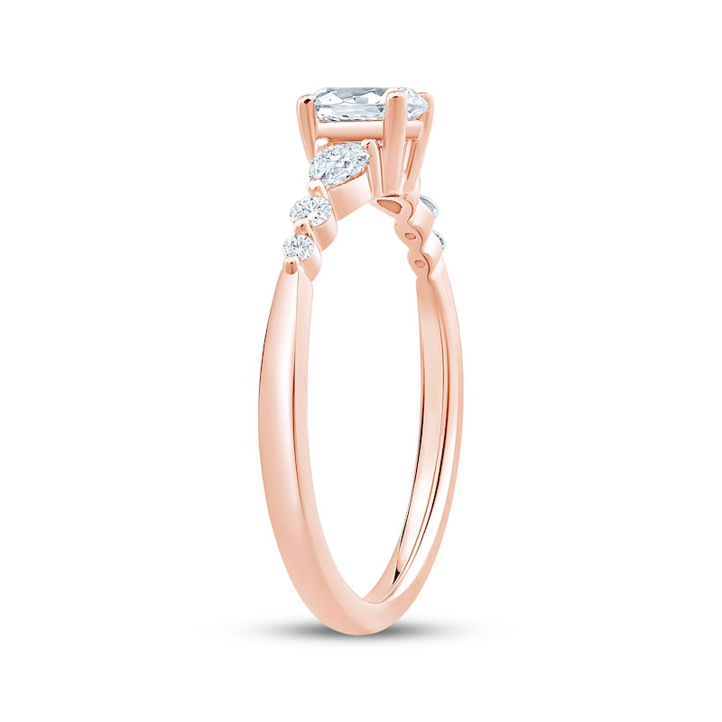 5/8 CT. T.W. Oval and Pear Three-Stone Lab-Grown Diamond Ring (14K Rose Gold)