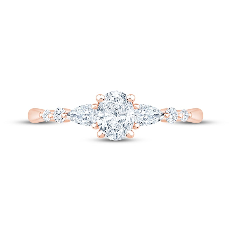 5/8 CT. T.W. Oval and Pear Three-Stone Lab-Grown Diamond Ring (14K Rose Gold)